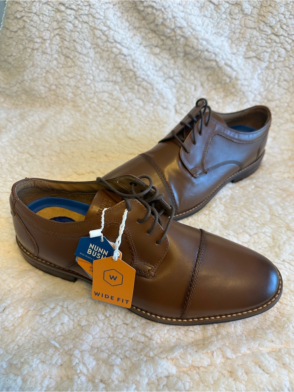Nunn Bush Brown Leather Cap-Toe Derby - Wide Fit